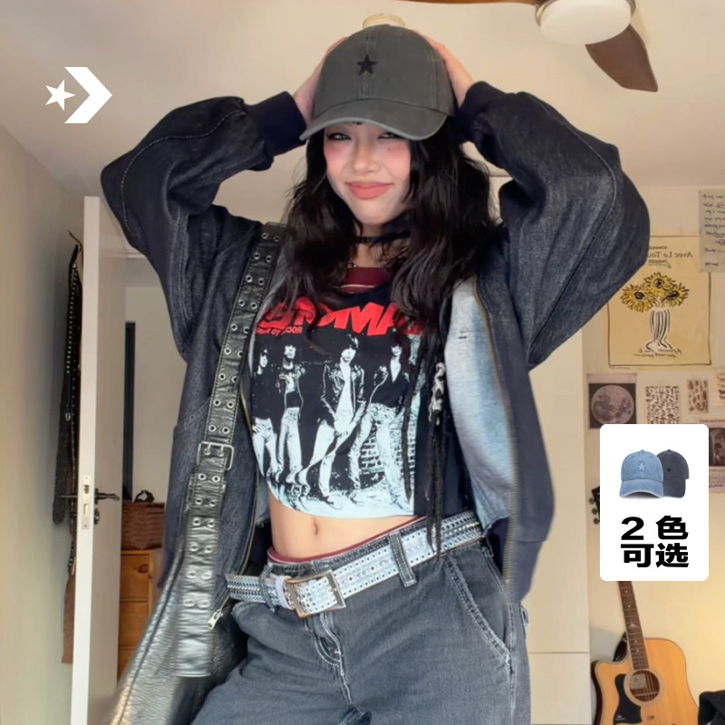 CONVERSE匡威官方 秋季新品星星榻榻米刺绣男女经典棒球帽UA5757