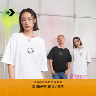 CONVERSE匡威官方 笑脸印花撞色圆领T恤10027635 男微宽松全棉短袖