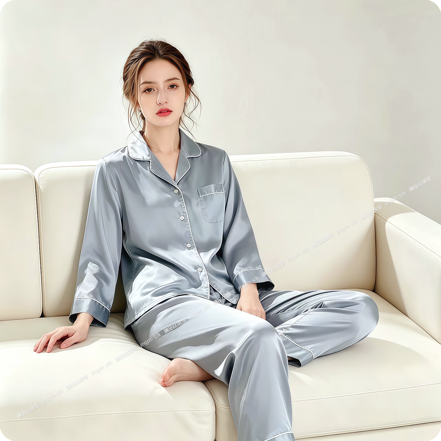 蓓恋丝40姆米重磅真丝睡衣女居家