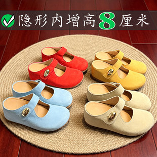 8cm~小金豆内增高勃肯鞋女玛丽珍鞋厚底半拖鞋外穿包头休闲凉拖鞋