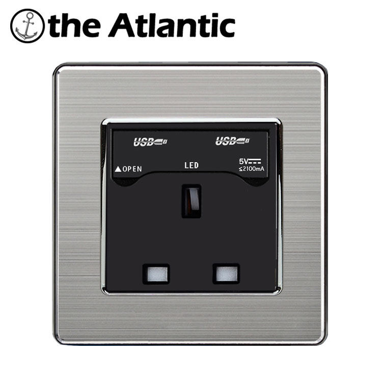 13a英式香港澳门插座 usb手机充电面板英规英标插座86型不锈钢面