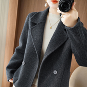 羊绒大衣女100%羊毛呢子短款 高级感双面毛呢外套 小个子秋冬新款