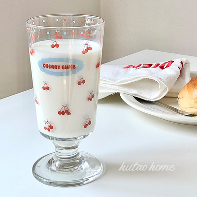 少女心可爱樱桃高脚玻璃杯