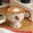 胡桃集市 复古猫咪咖啡杯拉花杯中古风水杯陶瓷杯子秋冬女生礼物