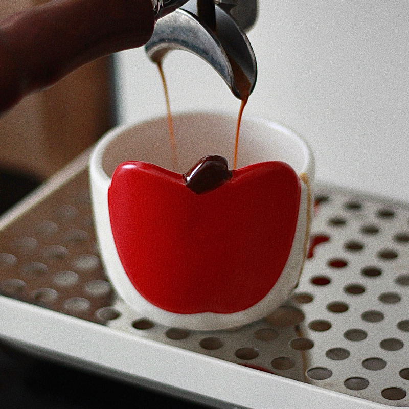 胡桃集市手绘苹果咖啡杯手握杯下午茶杯拉花杯拿铁下午茶杯牛奶杯