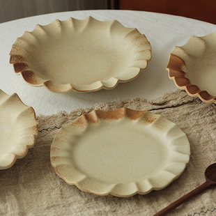 胡桃集市日式复古窑变釉餐具早餐盘平盘菜盘意面盘沙拉盘甜品盘