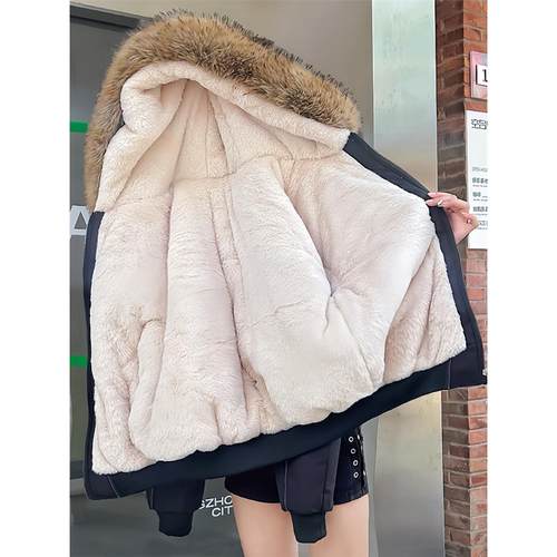 座山雕加绒棉服女2025新