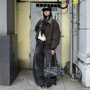 棉袄 日系棉服外套2025年新款 复古羊羔毛领棉衣女冬季 加厚宽松短款