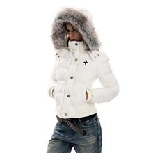 0123start 毛领修身连帽棉服外套女潮牌冬季新款保暖短款白色棉衣