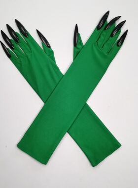 万圣节爪子手套 黑色亮片指甲hollowen cosplay道具服长指甲手套