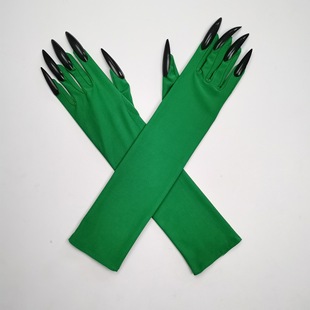 万圣节爪子手套 cosplay道具服长指甲手套 黑色亮片指甲hollowen