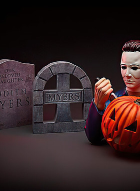 万圣节发光恐怖电影雕像装饰树脂工艺品带灯恐怖氛围桌面装饰品