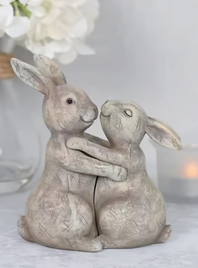 动物情侣装饰品设计树脂家居礼品外贸跨境新款动物伙伴花园摆件