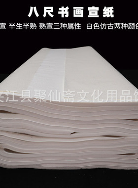 八尺书画宣纸批发 124x240cm白色生宣半生熟宣 大幅毛笔书画宣纸