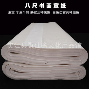 八尺书画宣纸批发 大幅毛笔书画宣纸 124x240cm白色生宣半生熟宣