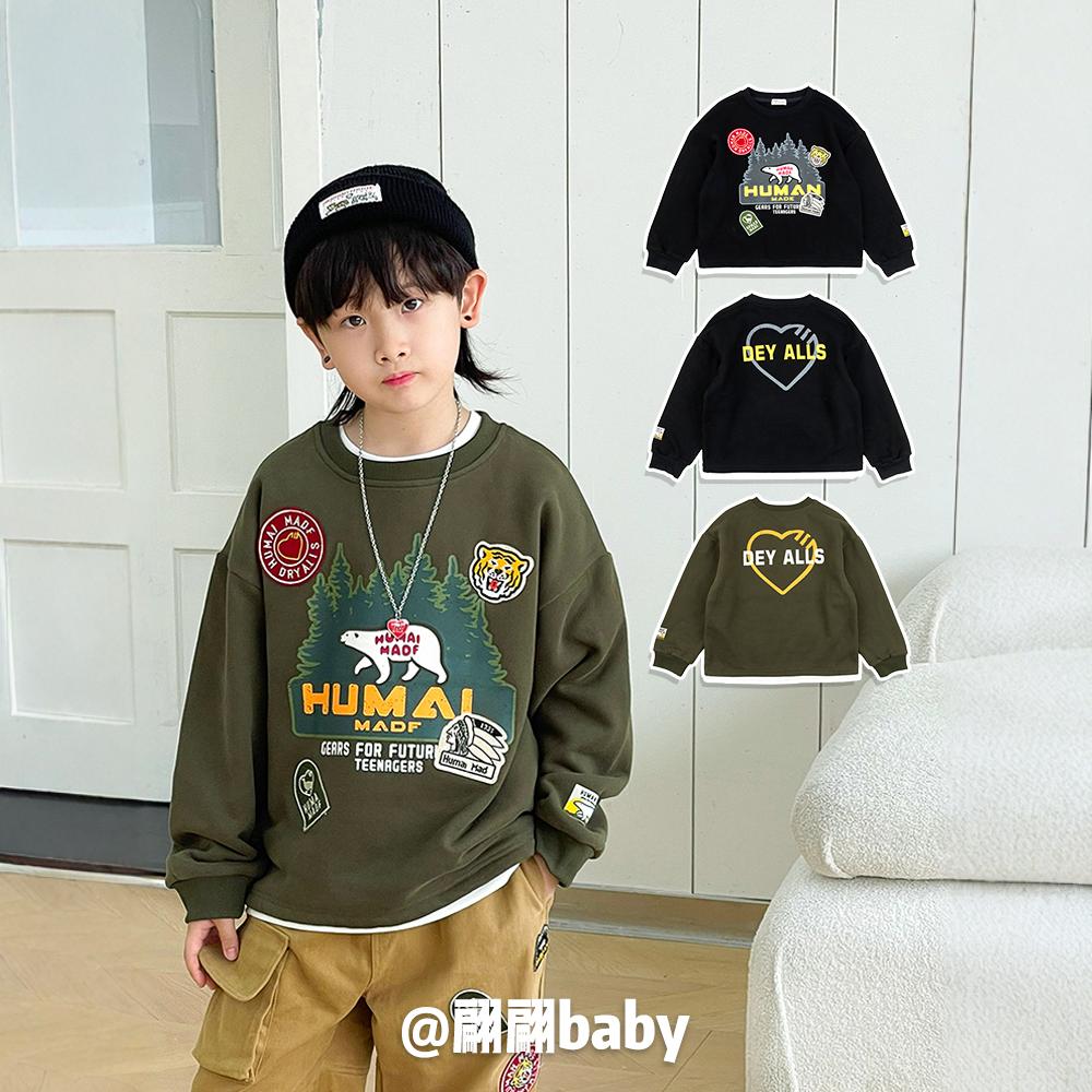 宽松休闲卡通章仔加绒卫衣外套