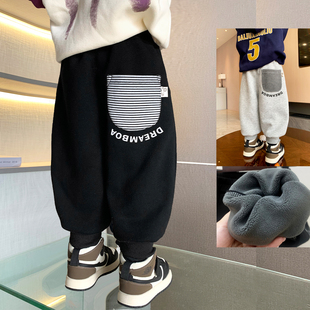 男童女童一体绒 儿童薄绒休闲裤 宝宝裤 子2025秋冬加绒幼儿园卫裤