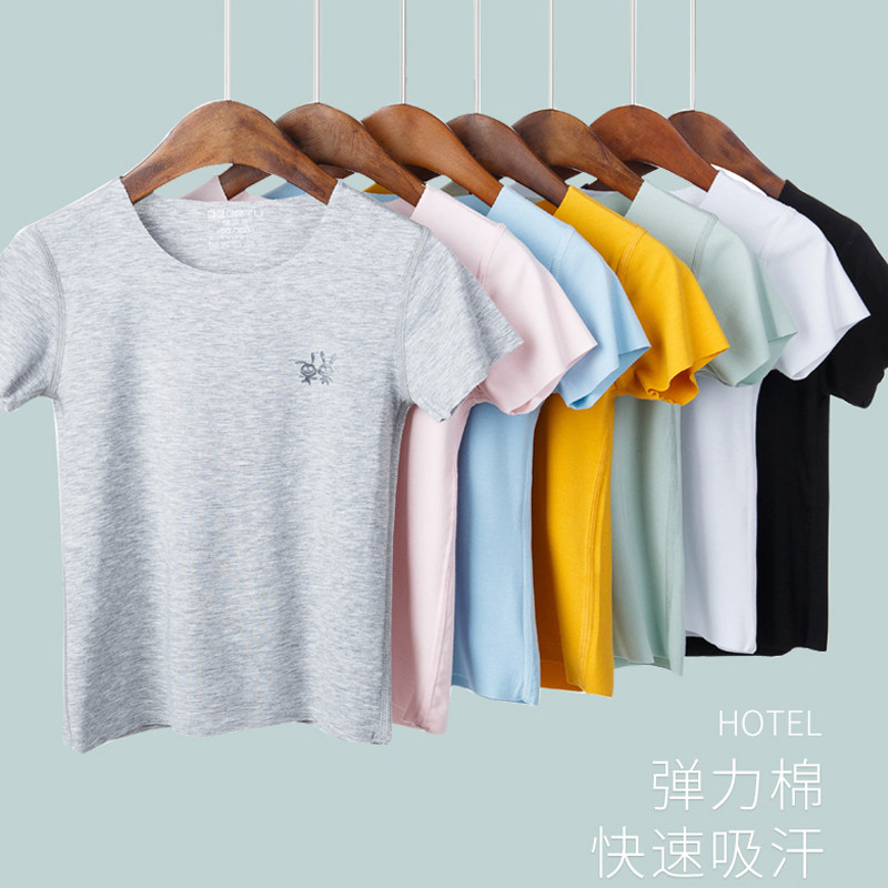儿童超薄款无痕莫代尔短袖T恤中大童男童女童半袖无缝纯棉夏装上t
