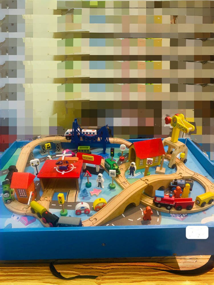 EXPORTED NORDIC WOODEN RAIL TRAIN PLAYSET WOODEN BUILDING BLOCKS ASSEMBLED CHILDRENS EDUCATIONAL TOYS BIRTHDAY GIFT