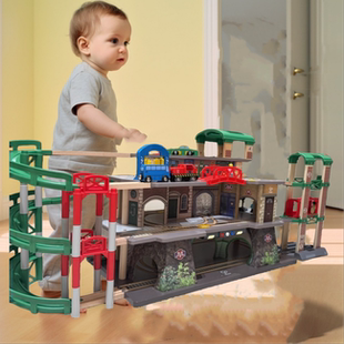 儿童益智木质矿山轨道车火车大型电动玩具车停车场游戏桌面小车