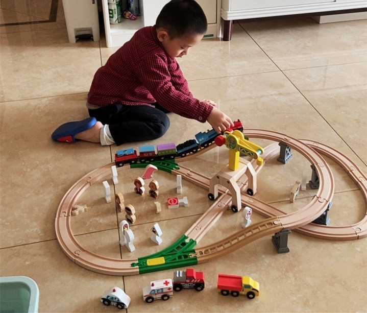 ELECTRIC HIGH-SPEED RAIL RAIL CAR REMOTE CONTROL BUILDING BLOCKS CHRISTMAS NEW YEAR GIFT DECOMPRESSION WOODEN BABY TOYS