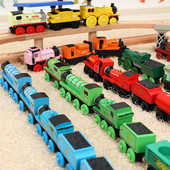 EDWONE木制小火车轨道磁性链接木轨道儿童拼装 磁性火车玩具