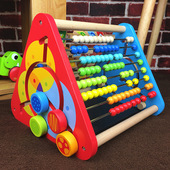 四合一 榉木益智力绕珠 串珠多功能算珠翻板组合 五面学习计算架
