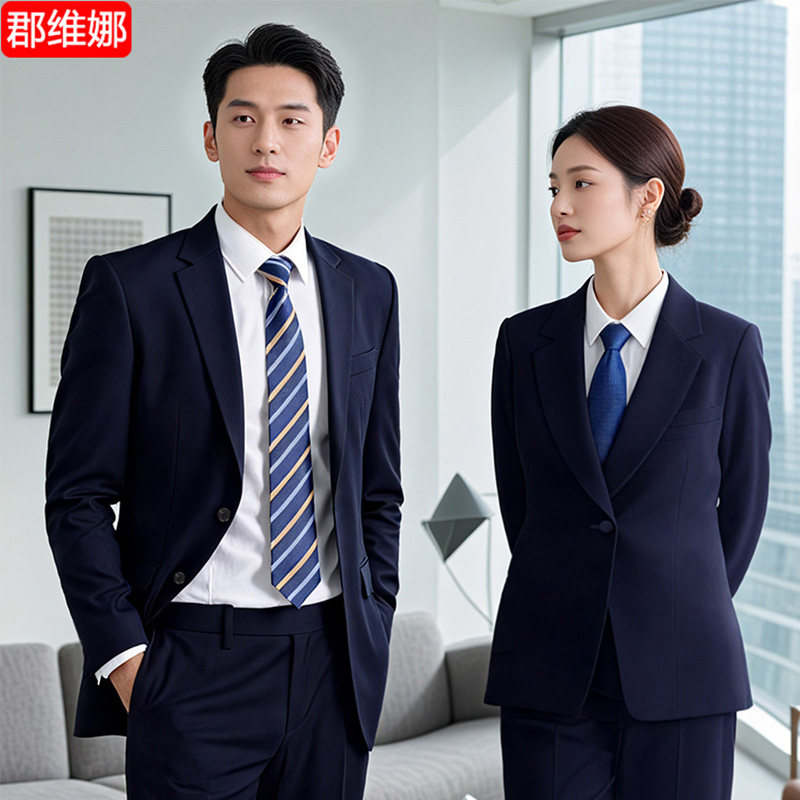 新款墨绿色西服套装男女工装双开叉高级感职业装商务工作服西装秋