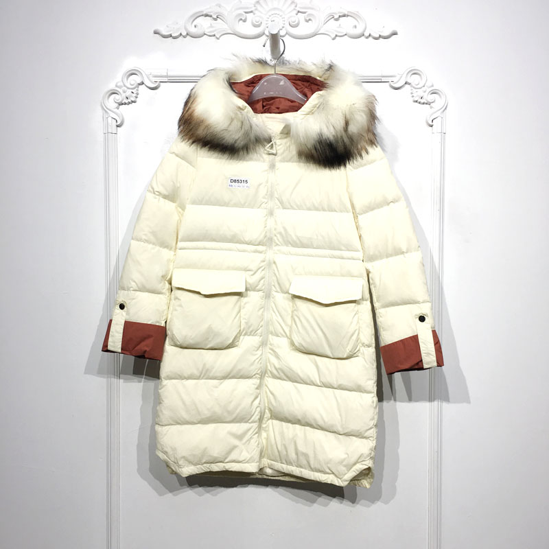 乔系列 D85315 时尚长款羽绒服品牌女装折扣
