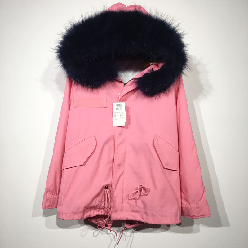 潮系列 D85812 时尚真毛派克服外套品牌女装折扣