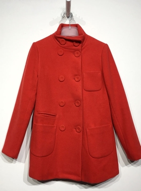 诺L系列 D80521 时尚长款毛呢外套品牌女装折扣