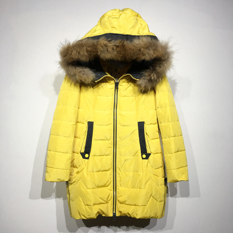 潮系列 D78807 时尚真毛领羽绒服外套品牌女装折扣