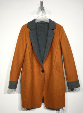 乔系列 D80241 时尚长款毛呢外套品牌女装折扣