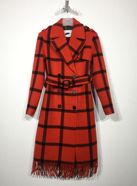 欧系列 D84804 时尚长款羊毛毛呢外套品牌女装折扣
