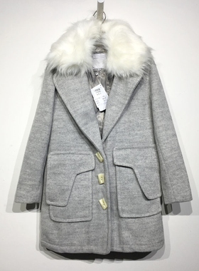 潮系列 D94066 时尚长款毛呢外套品牌女装折扣