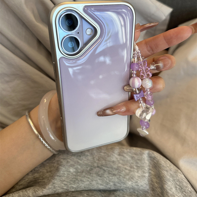 小众高级感紫色晕染渐变电镀银适用iphone16pro手机壳苹果17新款15创意14pro女款17超火15promax防摔保护套