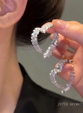 麦穗爱心锆石耳环女气质轻奢爱心耳钉穗穗平安简约高级感银针网红