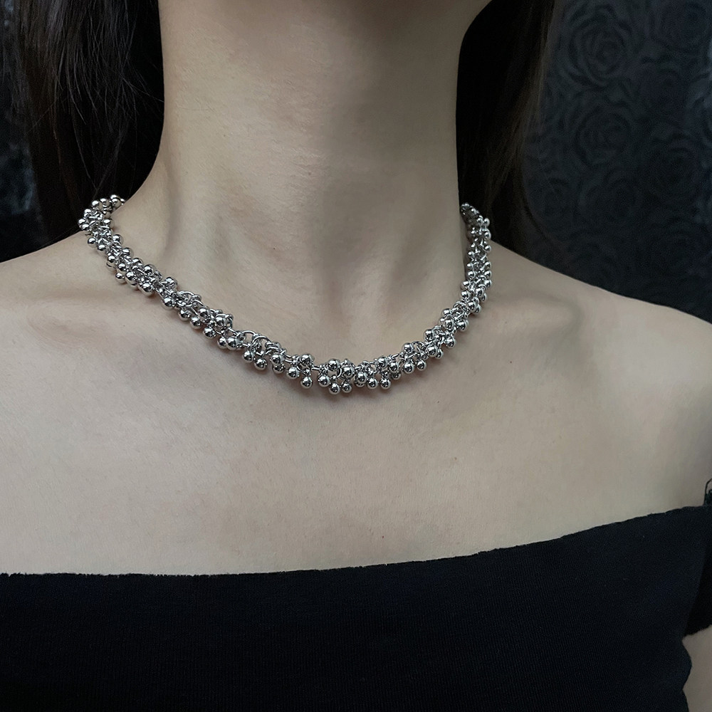 新款圆珠项链简约小众设计锁骨链