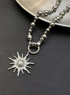 镶锆太阳项链女款轻奢高级感颈链