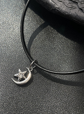 合金黑皮绳女choker颈链