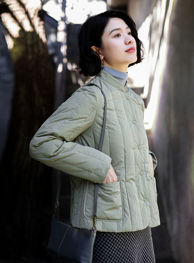 G24D-018【落叶残雪】瓷片高端复古文艺95白鸭绒短款羽绒服