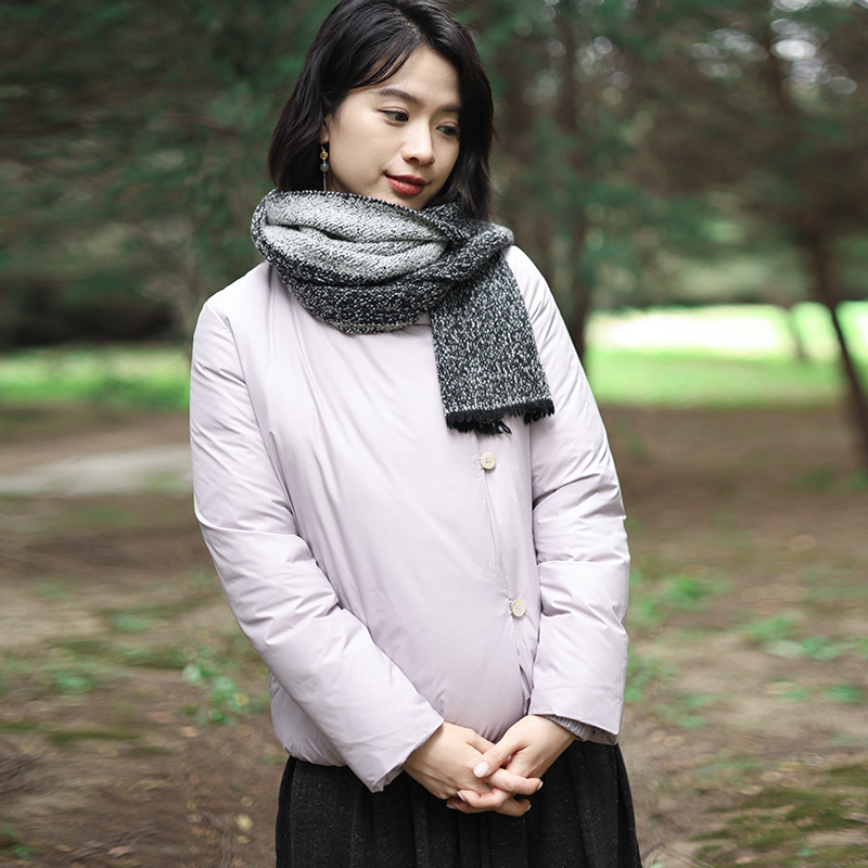 复古文艺90白鹅绒短款羽绒服