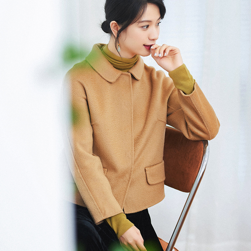 羊毛水波纹短外套双面呢