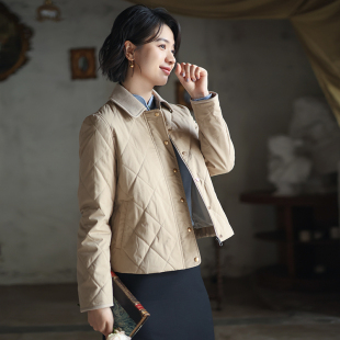 北京瓷片高端复古文艺翻领3M新雪丽棉短款 雪中枝 棉服 049 G25D