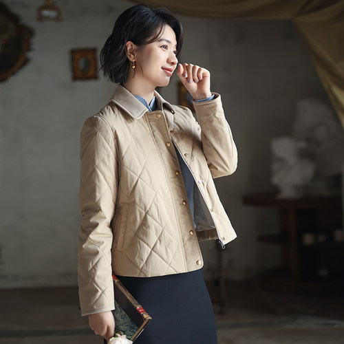 复古文艺翻领3M新雪丽棉短款棉服