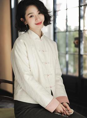 G24D-040【花开】瓷片高端复古文艺国风款3M新雪丽棉提花棉服