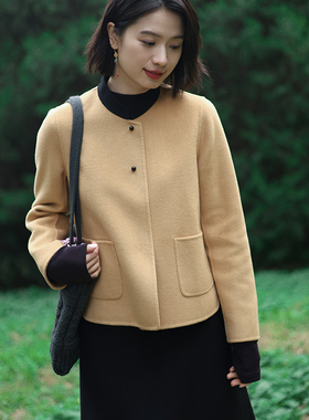 G25D-003【吹落琼花】北京瓷片高端复古文艺异色小立领羊羔毛外套