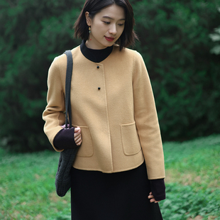 G25D-003【吹落琼花】北京瓷片高端复古文艺异色小立领羊羔毛外套