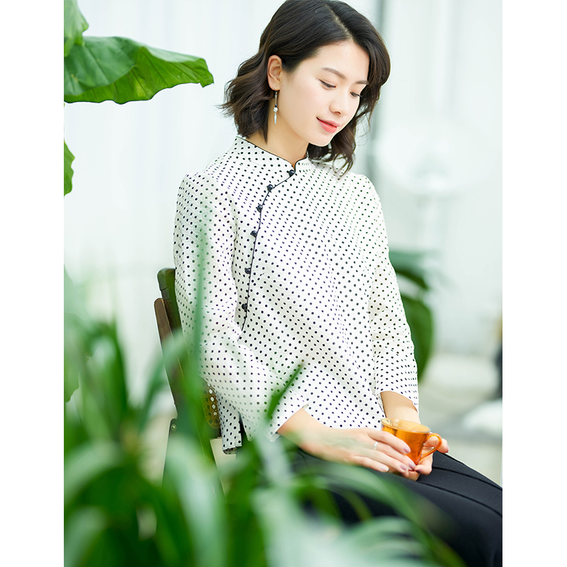 流云北京瓷片高端文艺偏门襟衬衫