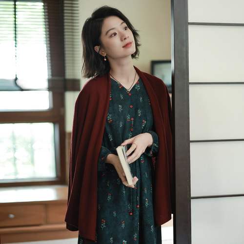 春秋季桑蚕丝印花连衣裙